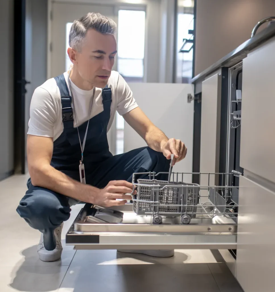 Dishwasher Repair In London, ON - Man fixing dishwasher